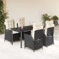 Preview: ARDEBO.de - 5-tlg. Garten-Essgruppe mit Kissen Schwarz Poly Rattan