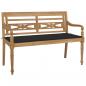 Preview: ARDEBO.de - Batavia-Gartenbank mit Schwarzem Kissen 120 cm Teak Massivholz