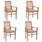Preview: ARDEBO.de - Essstühle 4 Stk. mit Beige Kissen Massivholz Teak