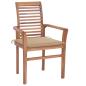 Preview: Essstühle 4 Stk. mit Beige Kissen Massivholz Teak