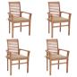 Preview: Essstühle 4 Stk. mit Beige Kissen Massivholz Teak