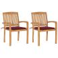 Preview: ARDEBO.de - Gartenstühle 2 Stk. mit Weinroten Kissen Massivholz Teak