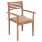 Preview: Gartenstühle 2 Stk. mit Beige Kissen Massivholz Teak