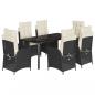 Preview: 7-tlg. Garten-Essgruppe mit Kissen Schwarz Poly Rattan