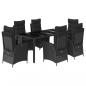 Preview: 7-tlg. Garten-Essgruppe mit Kissen Schwarz Poly Rattan
