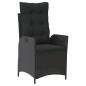 Preview: 7-tlg. Garten-Essgruppe mit Kissen Schwarz Poly Rattan