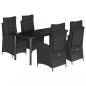 Preview: 5-tlg. Garten-Essgruppe mit Kissen Schwarz Poly Rattan