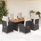 Preview: ARDEBO.de - 7-tlg. Garten-Essgruppe mit Kissen Schwarz Poly Rattan