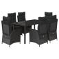Preview: 7-tlg. Garten-Essgruppe mit Kissen Schwarz Poly Rattan