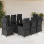 Preview: ARDEBO.de - 9-tlg. Garten-Essgruppe mit Kissen Schwarz Poly Rattan
