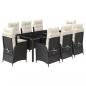 Preview: 9-tlg. Garten-Essgruppe mit Kissen Schwarz Poly Rattan