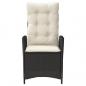 Preview: Gartensessel Verstellbar mit Kissen Schwarz Poly Rattan