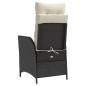 Preview: Gartensessel Verstellbar mit Kissen Schwarz Poly Rattan