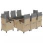 Preview: 9-tlg. Garten-Essgruppe mit Kissen Beigemischung Poly Rattan