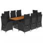 Preview: 9-tlg. Garten-Essgruppe mit Kissen Schwarz Poly Rattan