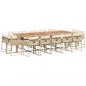 Preview: 15-tlg. Garten-Essgruppe mit Kissen Beige Poly Rattan
