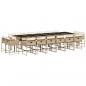 Preview: 17-tlg. Garten-Essgruppe mit Kissen Beige Poly Rattan