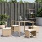 Preview: Gartenhocker mit Kissen 4 Stk. Beige 40x40x35 cm Poly Rattan
