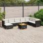 Preview: ARDEBO.de - 9-tlg. Garten-Sofagarnitur mit Kissen Schwarz Poly Rattan