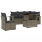 Preview: 6-tlg. Garten-Sofagarnitur mit Kissen Grau Poly Rattan