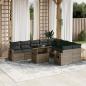 Preview: ARDEBO.de - 10-tlg. Garten-Sofagarnitur mit Kissen Grau Poly Rattan