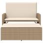 Preview: Gartenbank mit Kissen und Hocker Beige Poly Rattan