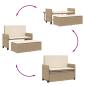 Preview: Gartenbank mit Kissen und Hocker Beige Poly Rattan