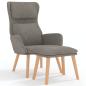 Preview: Relaxsessel mit Hocker Hellgrau Samt