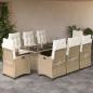 Preview: ARDEBO.de - 9-tlg. Garten-Essgruppe mit Kissen Beige Poly Rattan