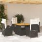 Preview: ARDEBO.de - 5-tlg. Garten-Essgruppe mit Kissen Schwarz Poly Rattan