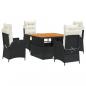 Preview: 5-tlg. Garten-Essgruppe mit Kissen Schwarz Poly Rattan