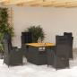 Preview: ARDEBO.de - 5-tlg. Garten-Essgruppe mit Kissen Schwarz Poly Rattan