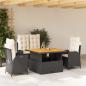 Preview: ARDEBO.de - 4-tlg. Garten-Essgruppe mit Kissen Schwarz Poly Rattan