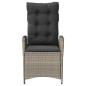 Preview: Gartensessel mit Kissen Verstellbar Hellgrau Poly Rattan