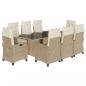 Preview: 9-tlg. Garten-Essgruppe mit Kissen Beige Poly Rattan