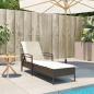 Preview: Sonnenliege mit Auflage Braun 63x200x81 cm Poly Rattan