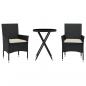 Preview: 3-tlg. Bistro-Set mit Kissen Schwarz Poly Rattan und Glas