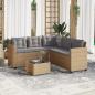 Preview: Gartensofa in L-Form mit Tisch und Kissen Beige Poly Rattan