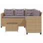 Preview: Gartensofa in L-Form mit Tisch und Kissen Beige Poly Rattan