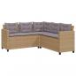 Preview: Gartensofa in L-Form mit Tisch und Kissen Beige Poly Rattan