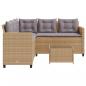 Preview: Gartensofa in L-Form mit Tisch und Kissen Beige Poly Rattan