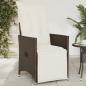 Preview: ARDEBO.de - Gartensessel Verstellbar mit Kissen Braun Poly Rattan