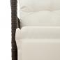 Preview: Gartensessel Verstellbar mit Kissen Braun Poly Rattan
