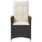 Preview: Gartensessel Verstellbar mit Kissen Schwarz Poly Rattan