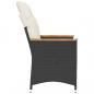 Preview: Gartensessel Verstellbar mit Kissen Schwarz Poly Rattan