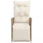 Preview: Gartensessel mit Kissen 2 Stk. Verstellbar Beige Poly Rattan