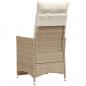 Preview: Gartensessel mit Kissen 2 Stk. Verstellbar Beige Poly Rattan