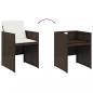 Preview: 9-tlg. Garten-Essgruppe mit Kissen Braun Poly Rattan