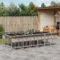 Preview: ARDEBO.de - 13-tlg. Garten-Essgruppe mit Kissen Hellgrau Poly Rattan