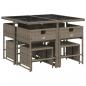 Preview: 9-tlg. Garten-Essgruppe mit Kissen Grau Poly Rattan
